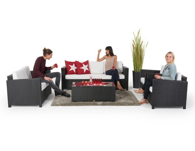 Rattan Lounge Set Momoko schwarz