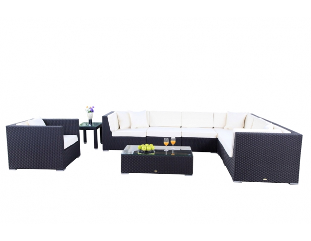 Rattan Lounge Mojo schwarz