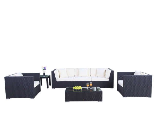 Rattan Lounge Bahama schwarz