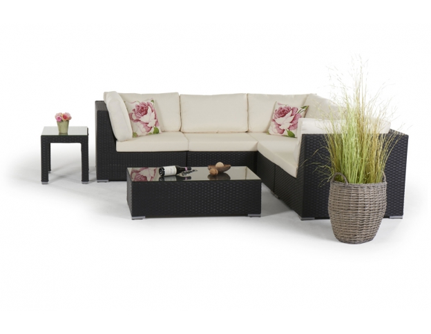 Rattan Lounge Palm Beach schwarz