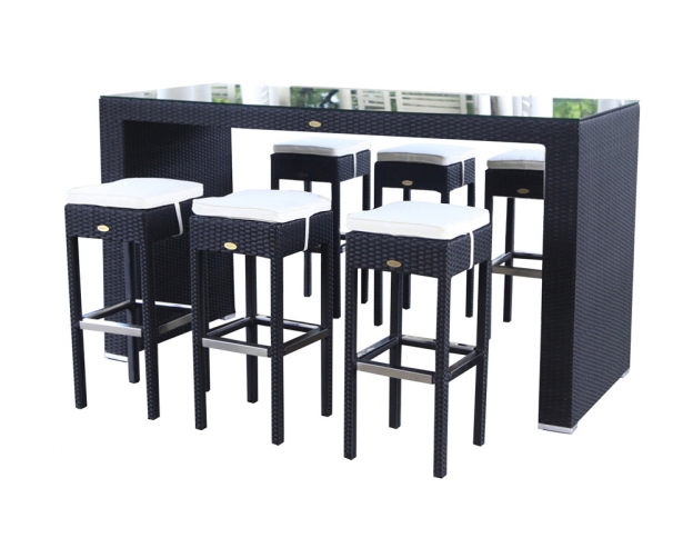 Rattan Bar Quinn mit 6 Stühlen