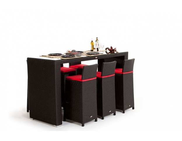 Rattan Bar Set Rouge Tisch und Stuhl