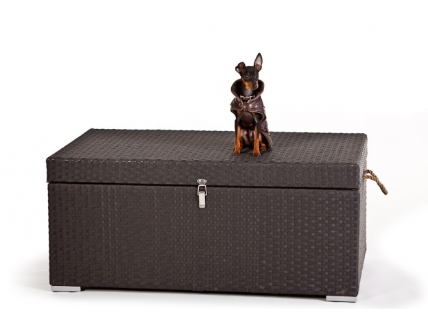 Rattan Lounge Gartenmöbel Kissentruhe brown