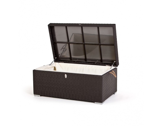 Rattan Lounge Gartenmöbel Kissen-Truhe black
