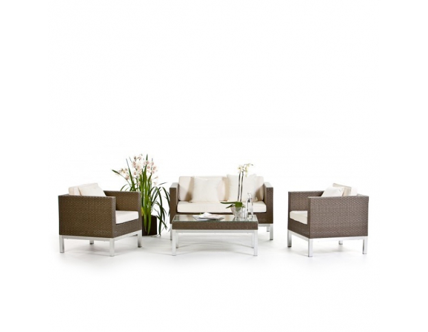 Rattan Lounge Cordoba graubraun
