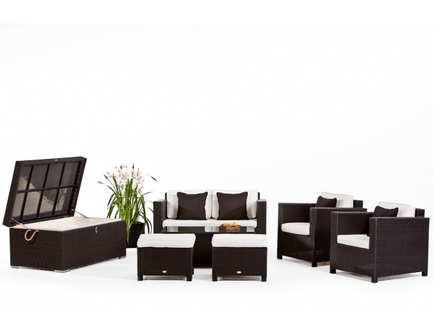 Rattan Lounge Sitzgruppe Diamand Combo black 