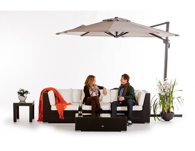 Rattan Lounge Gartenmöbel Sitzgruppe Las Lomas black