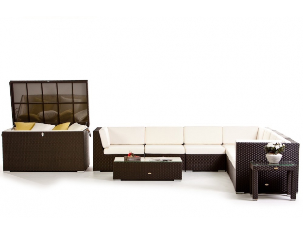 Rattan Lounge Sitzgruppe Panama Combo schwarz