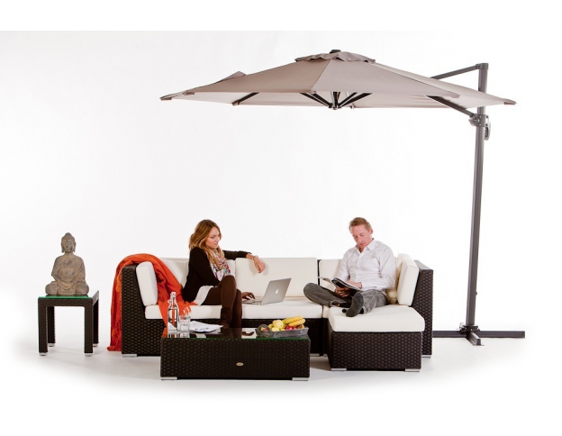 Rattan Lounge Gartenmöbel Sitzgruppe San Miguelito black