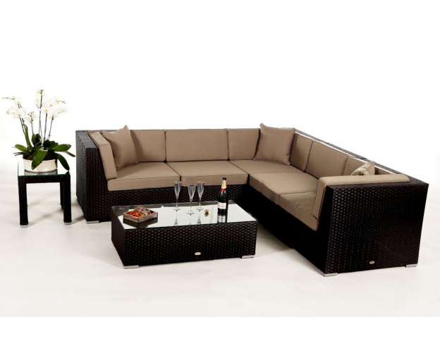 Rattan Lounge Guadeloupe brown, Überzug sand brown