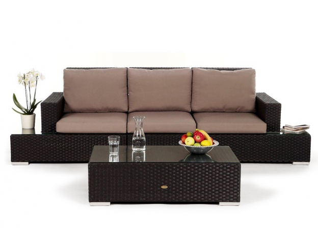 Selene Rattan Lounge, Polster Sandbraun