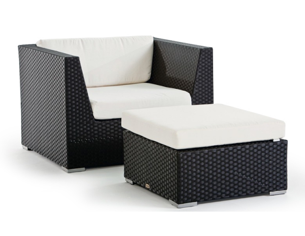 Rattan Lounge Sessel Panama schwarz