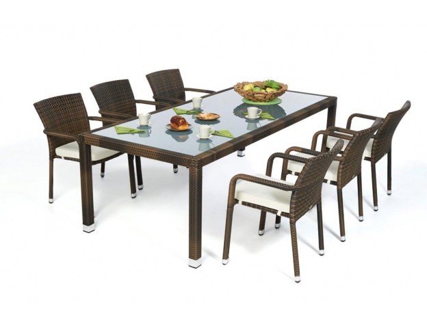 Rattan Esstisch Florida mixed brown