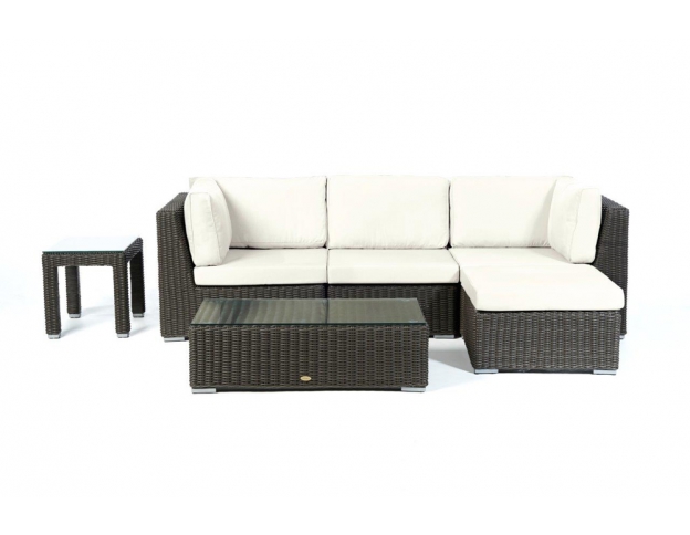 Allegra 4er Rattan Lounge, Überzug Set beige