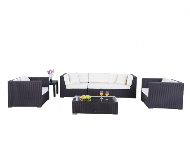 Rattan Gartenmöbel Lounge Bahama Überzug beige