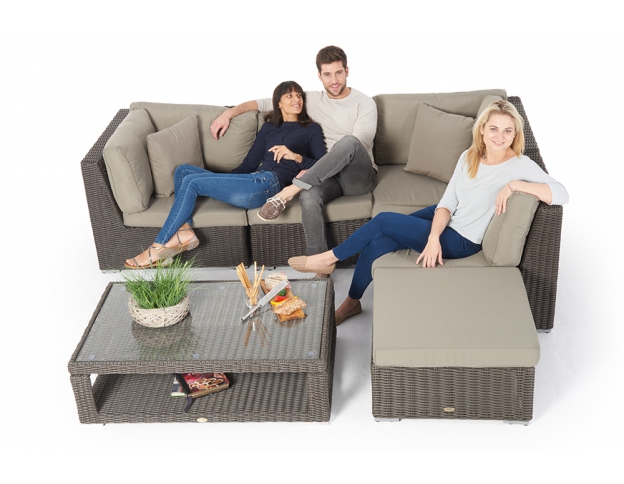 Rattanmöbel Zoey Lounge braun dicke Polster