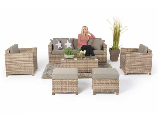 rattansofa rattansessel rattanhocker tisch - diamond 3er natural