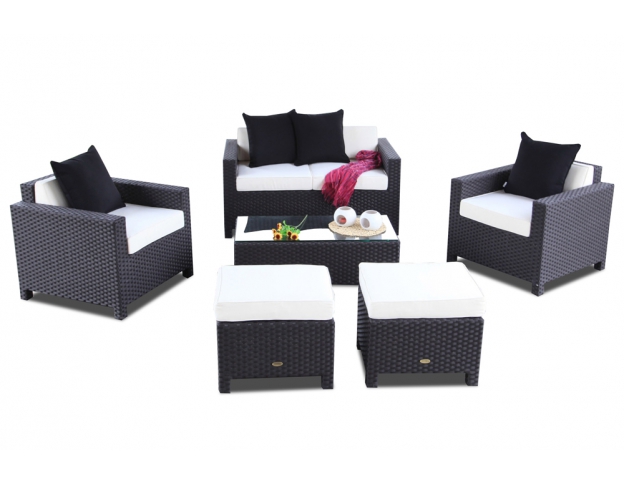 Gartenmöbel: Rattan Lounge Samoa schwarz