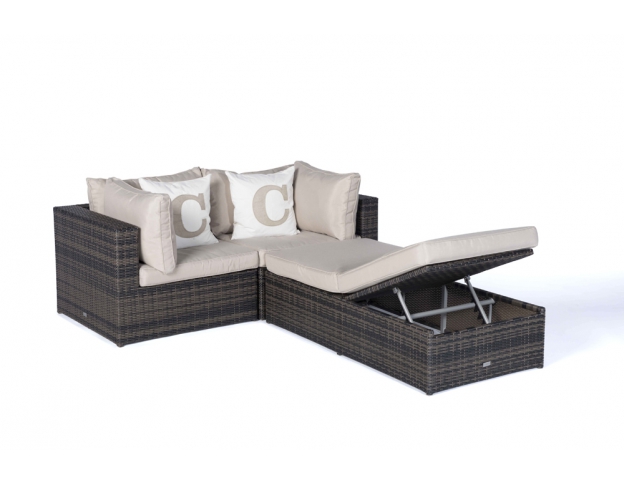 Rattan Lounge Santa Cruz braun mit verstellbarer Liege
