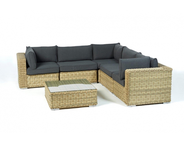 Rattan Lounge Square Sand Überzug dark grey