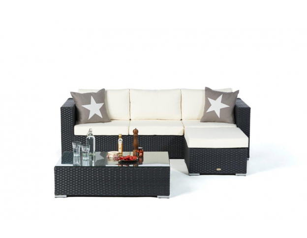 Rattan Lounge St. Tropez Black