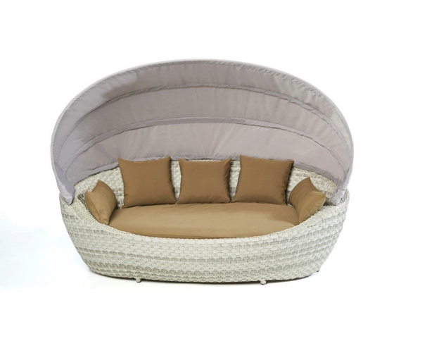 Rattan Liege Summerdream  Special grey white Polsterbezug Sand Brown