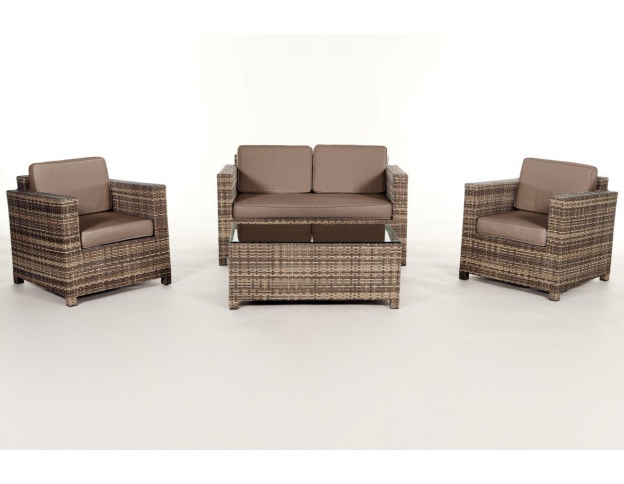 Gartenmöbel: Rattan Lounge Summertime, Überzug sand brown