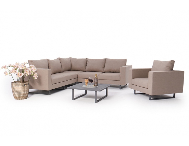 wetterfeste outdoor-lounge für den garten sandbraun