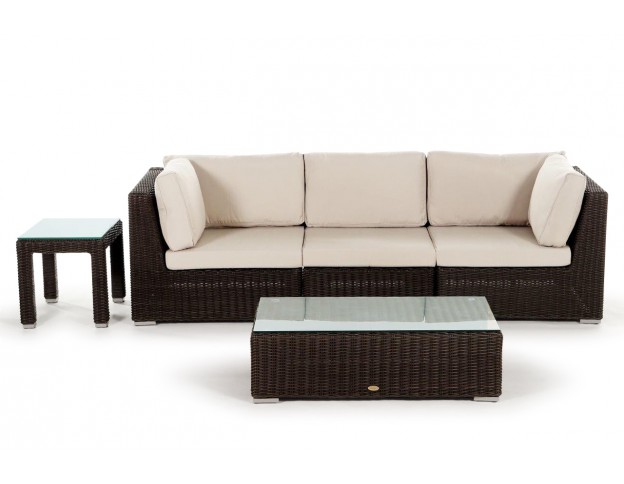 Allegra 3er Rattan Lounge, Überzug Set beige