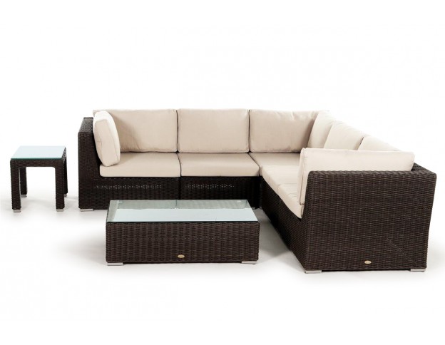 Allegra 5er Rattan Lounge, Überzug Set beige