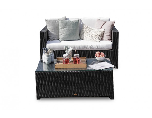 Balkonset Duo Rattansofa schwarz