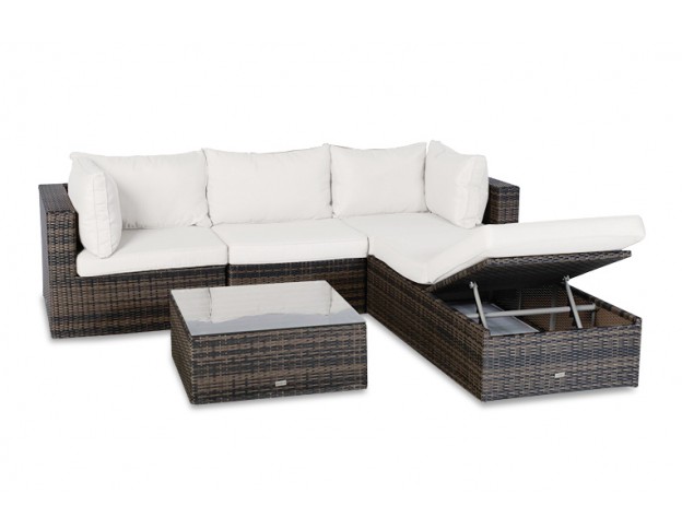 Biarritz Rattan Garten Lounge braun - Überzug beige