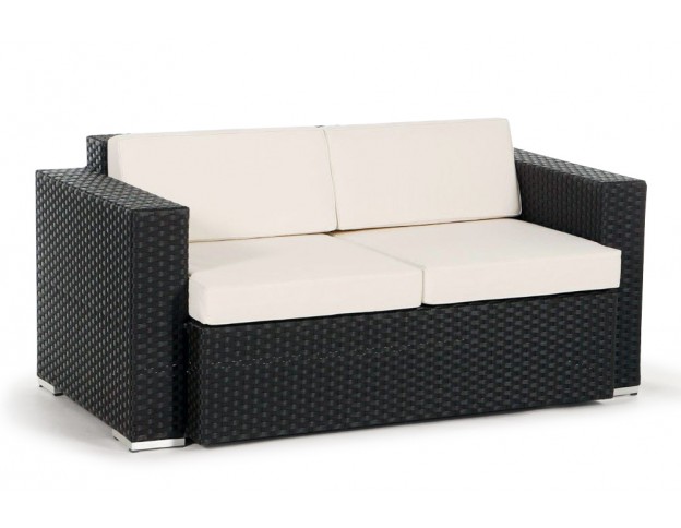 Rattan Lounge 2er Sofa Casablanca black