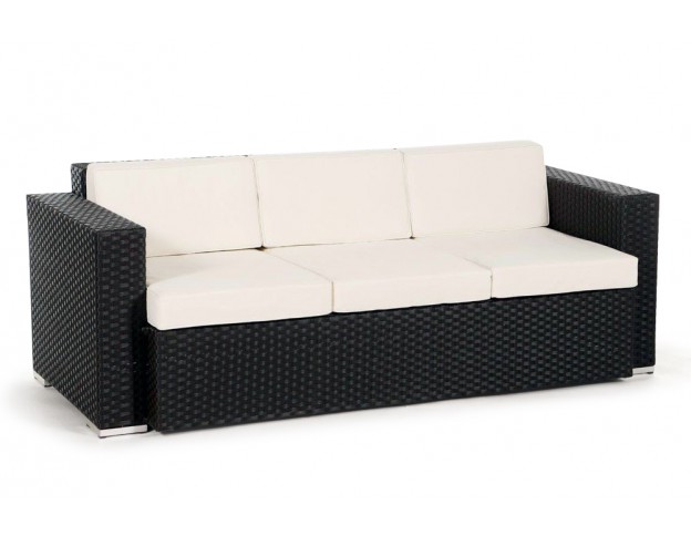 Rattan Lounge 3er Sofa Casablanca black