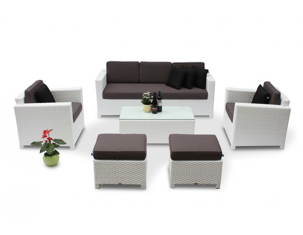 Diamond 3er Lounge weiss - Loungepolster grau