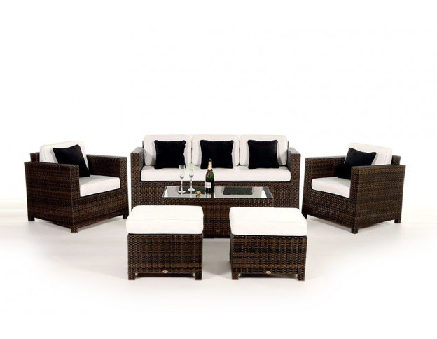 Rattan Lounge Diamond 3er braun