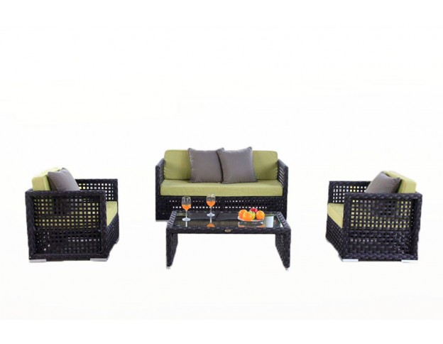 Rattan Gartenlounge Polsterbezug Ecuador lime