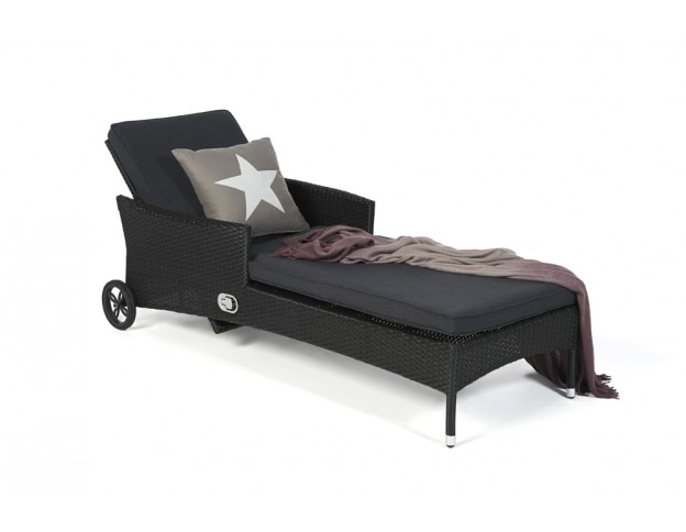 Rattan Liegestuhl Galicia, Überzug schwarz