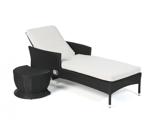 Rattan Liege Galicia Beistellhocker schwarz