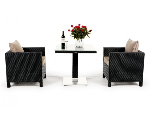 Rattan Tisch Set Cefilo Überzug sandbraun