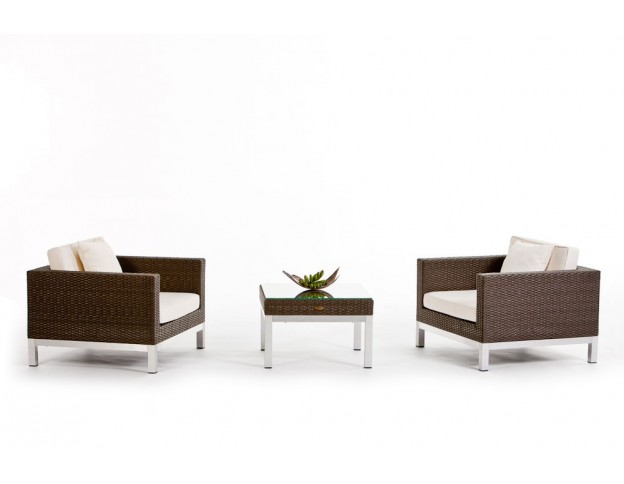 Rattan Lounge Gartenmöebel Belgrano graubraun