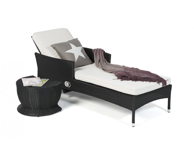 Rattan Sonnenliege Galicia schwarz Überzug beige