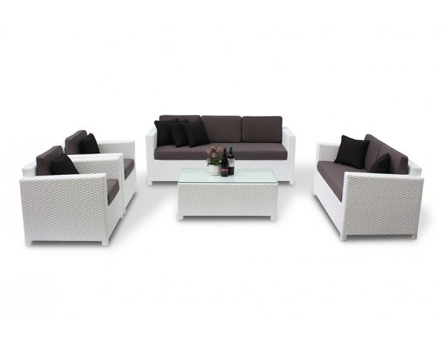 Momoko Lounge weiss mit grauen Polster