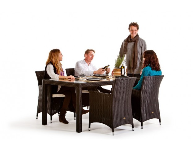 Rattan Lounge Gartenmöbel Toscana Dining dark brown