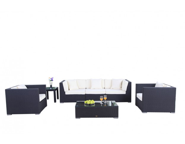 Rattan Lounge Bahama schwarz