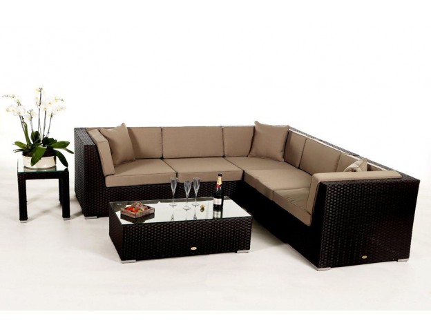 Rattan Lounge Guadeloupe brown, Überzug sand brown