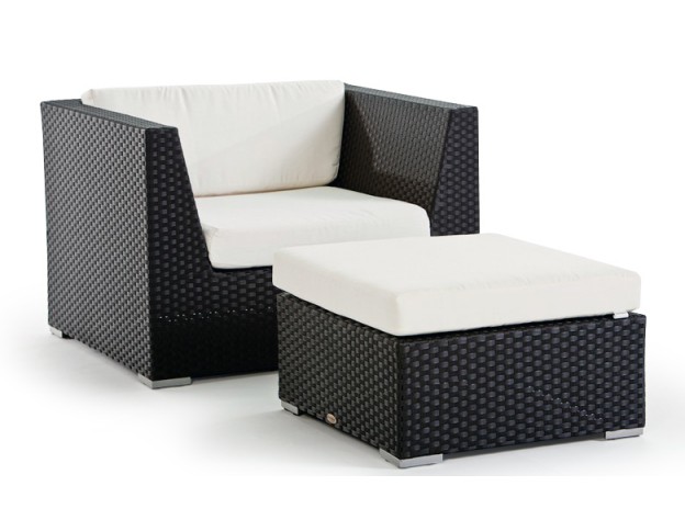 Rattan Lounge Sessel Panama schwarz