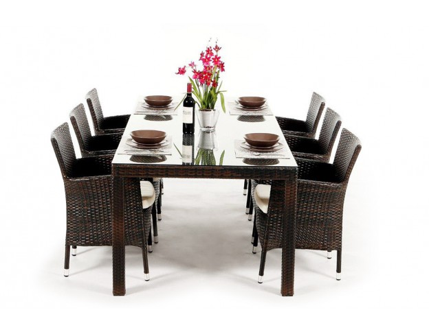 Rattan Tisch und Stühle Orichid Dining mix braun