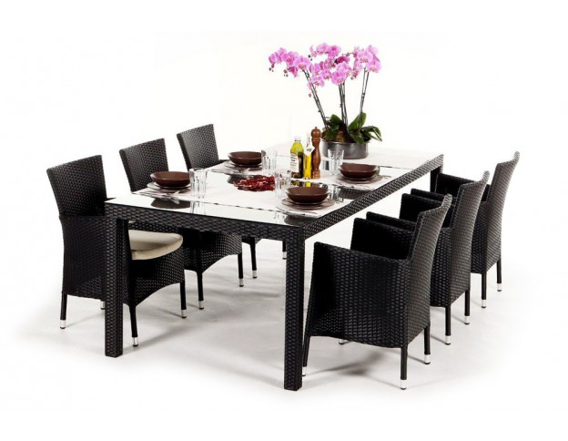 Rattan Tisch und Stühle Orchid Dining schwarz