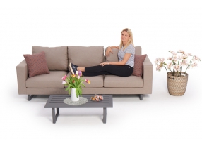 3-er allwetter sofa mosambik sandbraun mit garten kissen